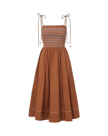 KAELA SMOCKED MIDI DRESS