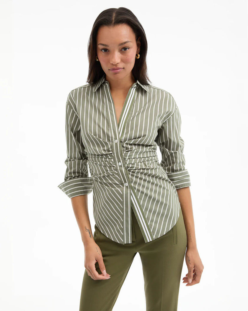 DEVRA STRIPED BUTTON DOWN SHIRT