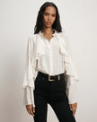 DEMARIS RUFFLES BUTTON DOWN BLOUSE