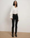 DEMARIS RUFFLES BUTTON DOWN BLOUSE
