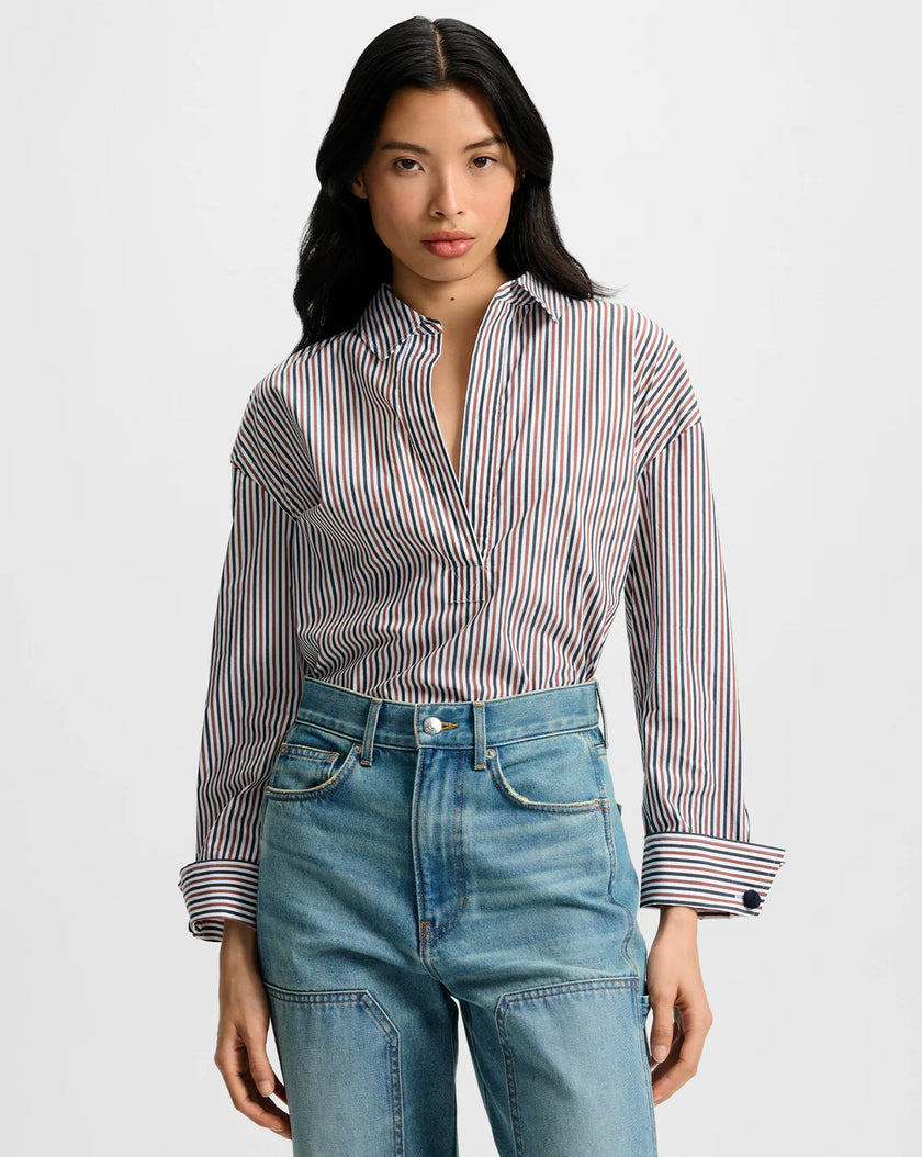DRAYMOND STRIPED CUFF SLEEVE SHIRT