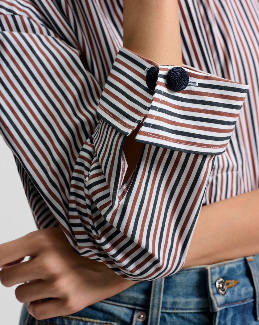 DRAYMOND STRIPED CUFF SLEEVE SHIRT