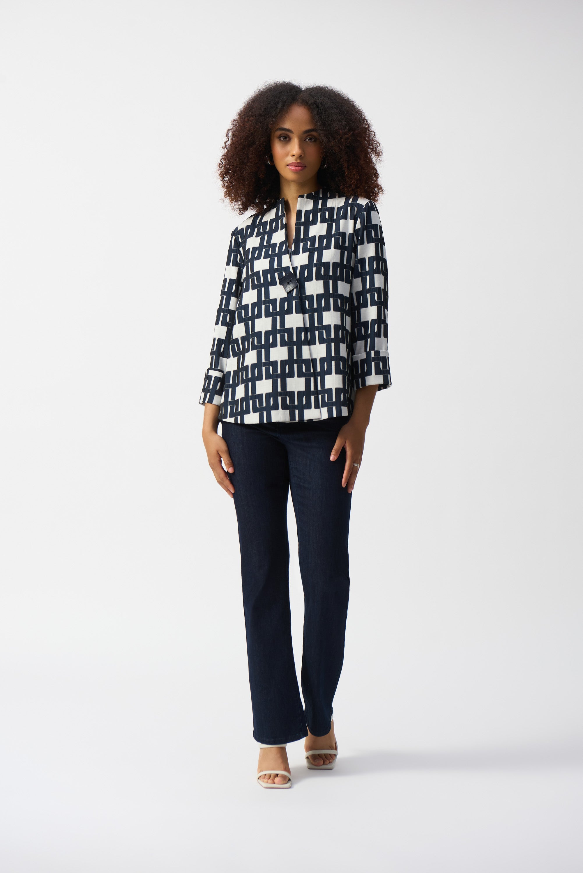 GEOMETRIC JACQUARD TRAPEZE JACKET