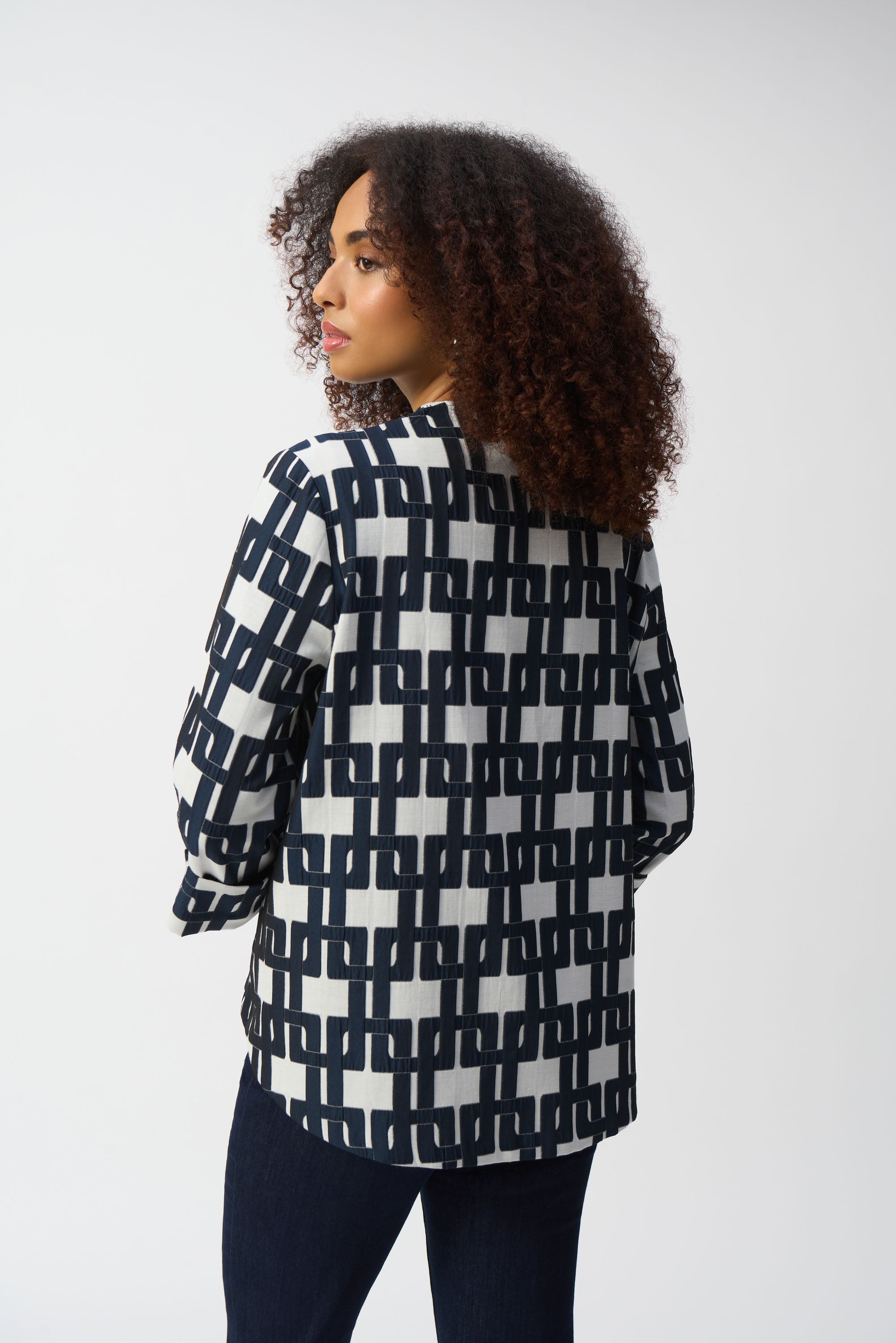 GEOMETRIC JACQUARD TRAPEZE JACKET