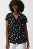 SILKY KNIT DOT PRINT SHORT SLEEVE TOP