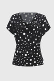 SILKY KNIT DOT PRINT SHORT SLEEVE TOP