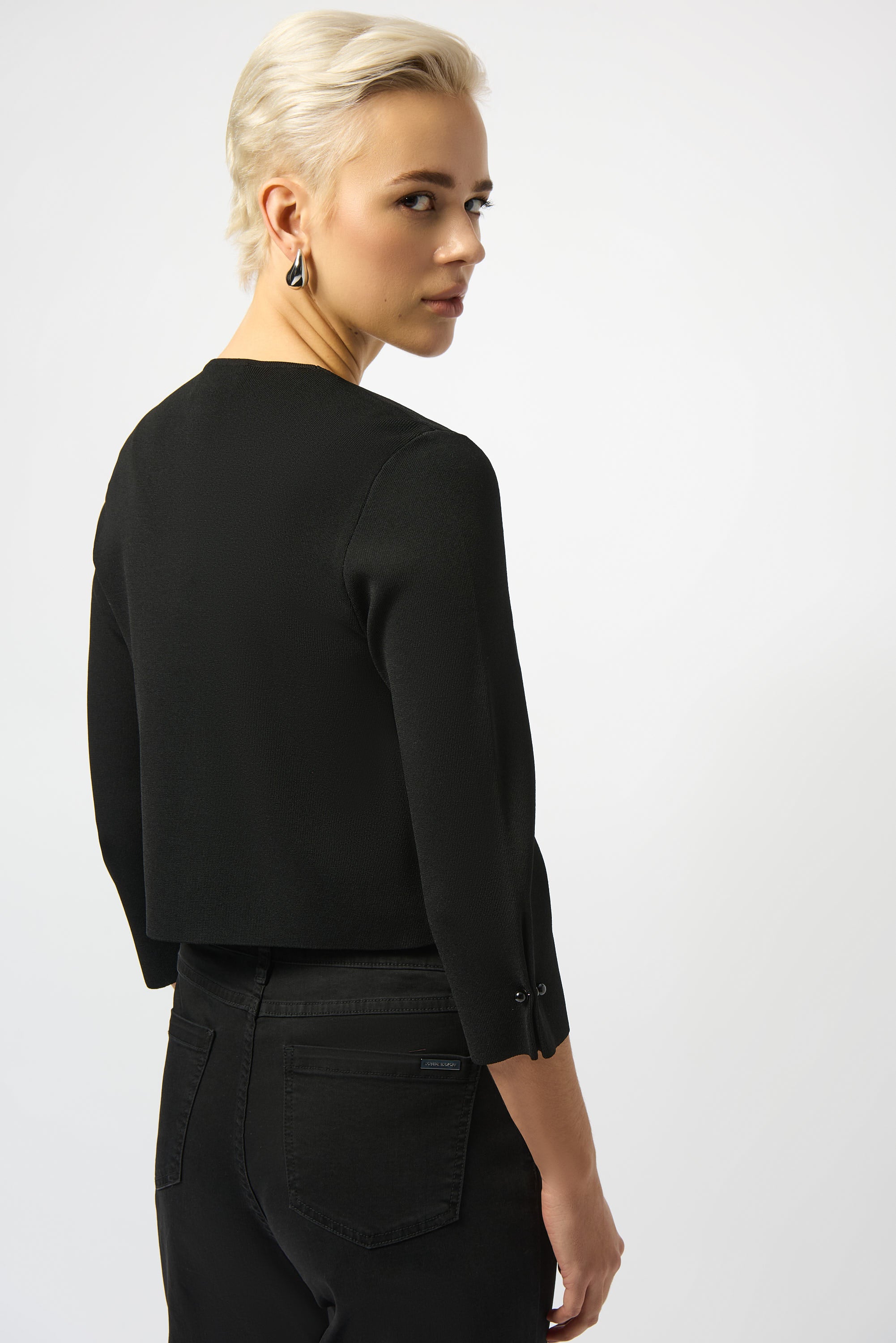 SWEATER KNIT COVER UP WITH PEARL ORNAMENTS