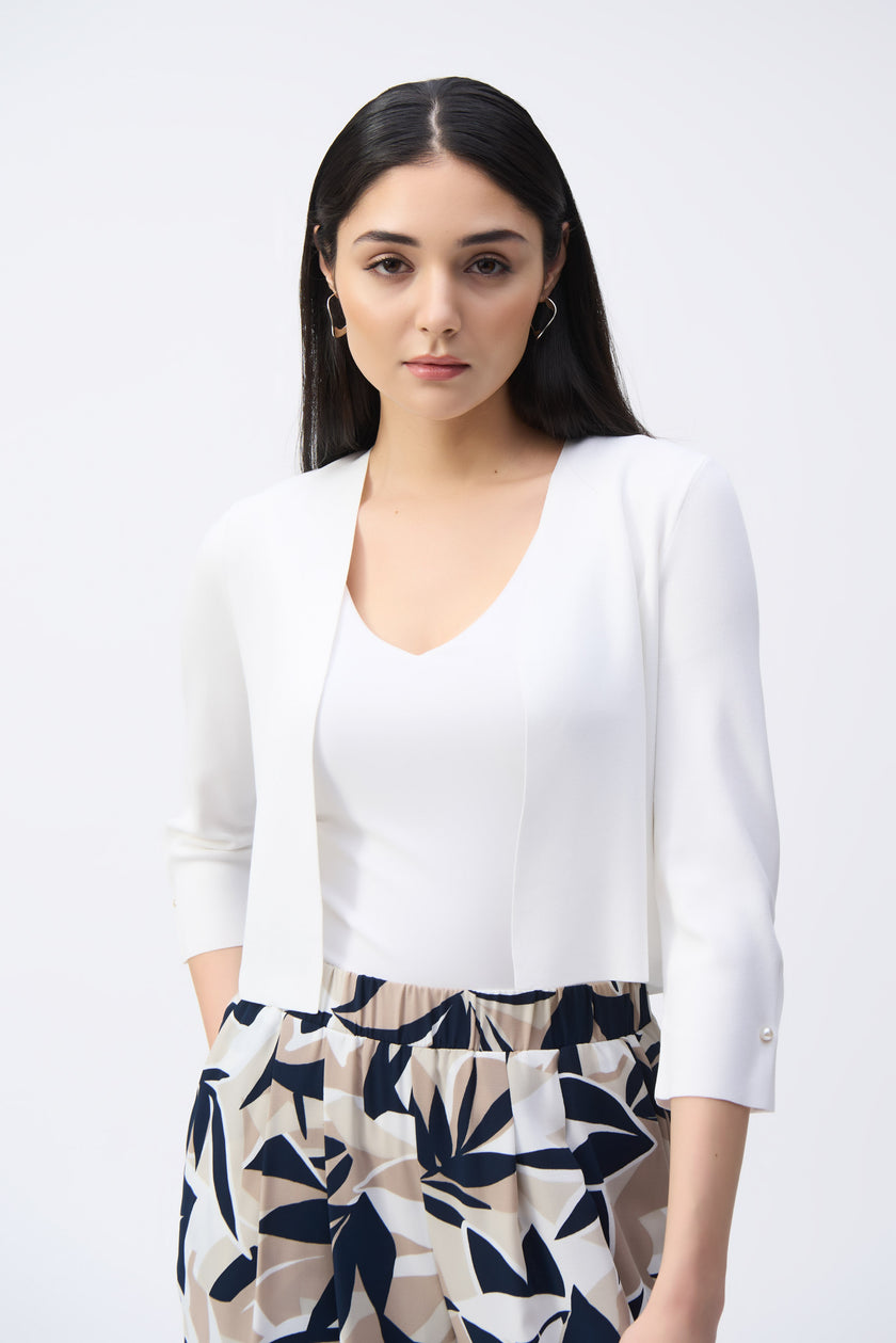 SWEATER KNIT COVER UP WITH PEARL ORNAMENTS