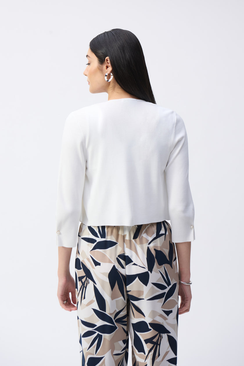 SWEATER KNIT COVER UP WITH PEARL ORNAMENTS