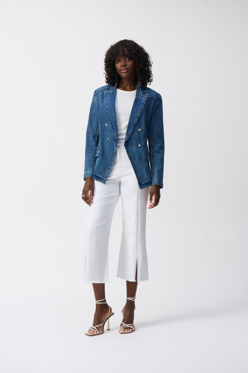 CULOTTE JEANS WITH EMBELLISHED FRONT SEAM
