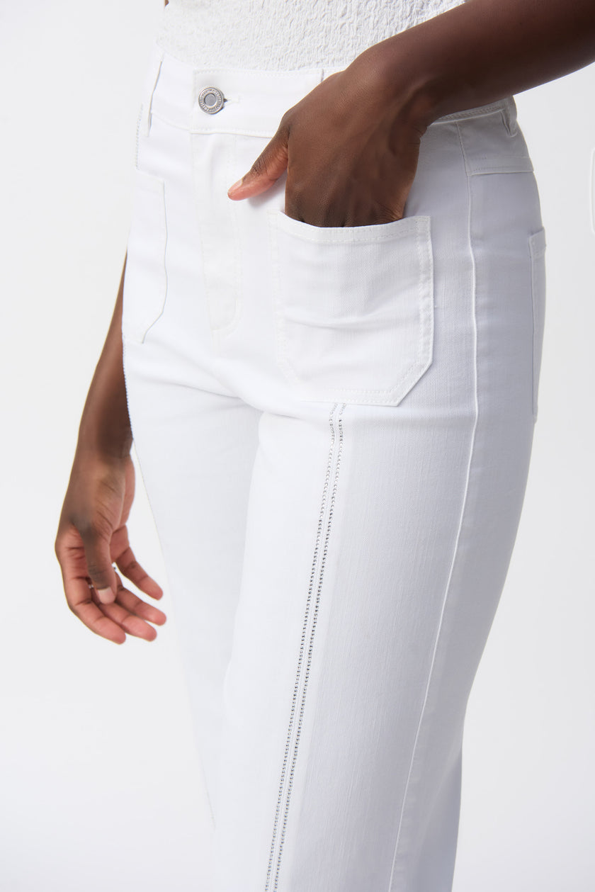 CULOTTE JEANS WITH EMBELLISHED FRONT SEAM