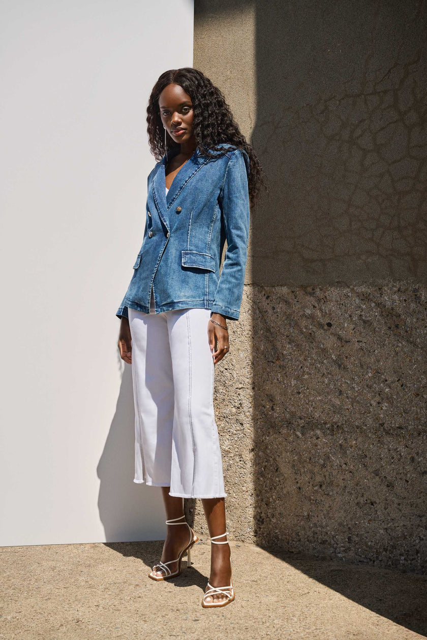 CULOTTE JEANS WITH EMBELLISHED FRONT SEAM