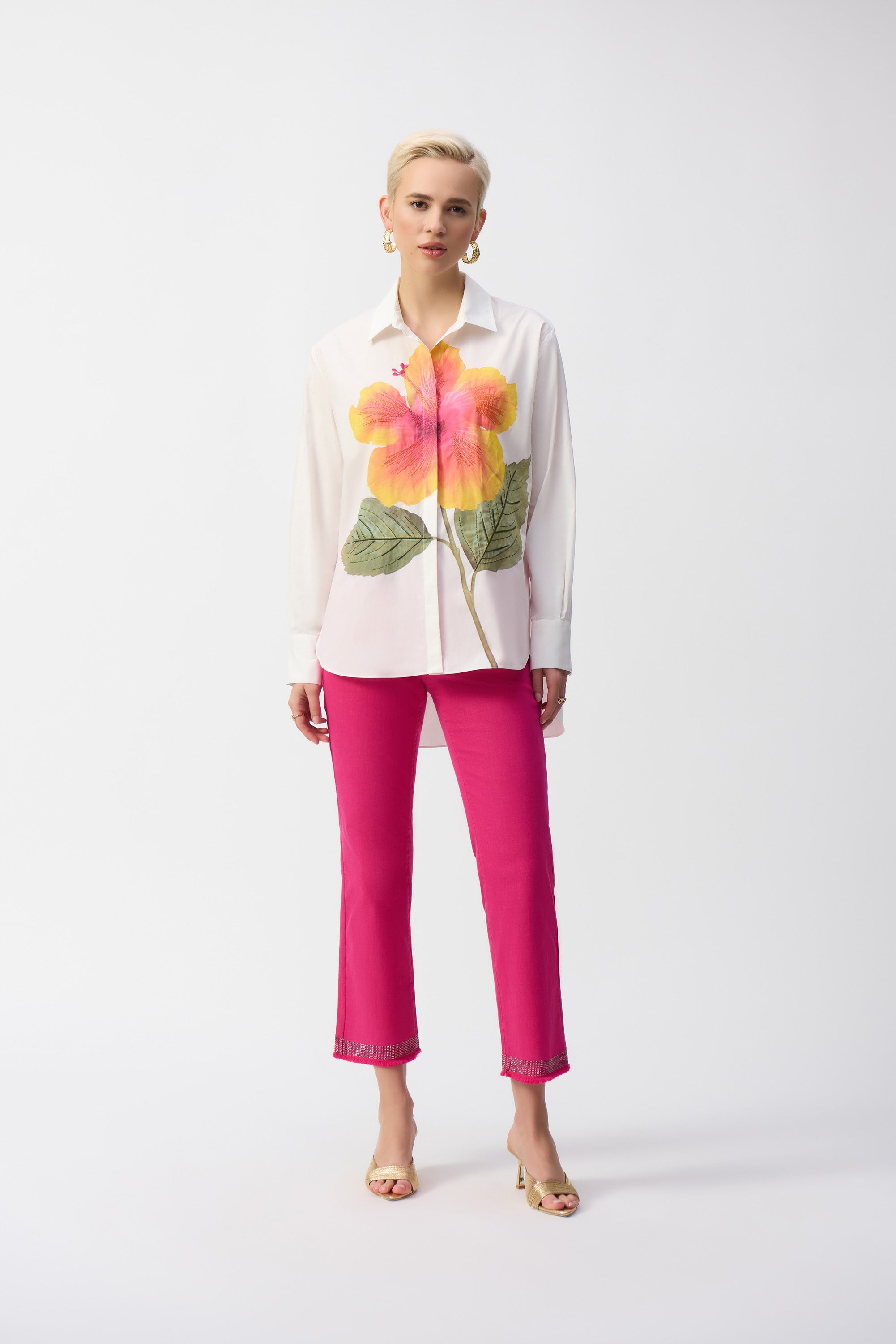 EMBROIDERED FLOWER COTTON SHIRT