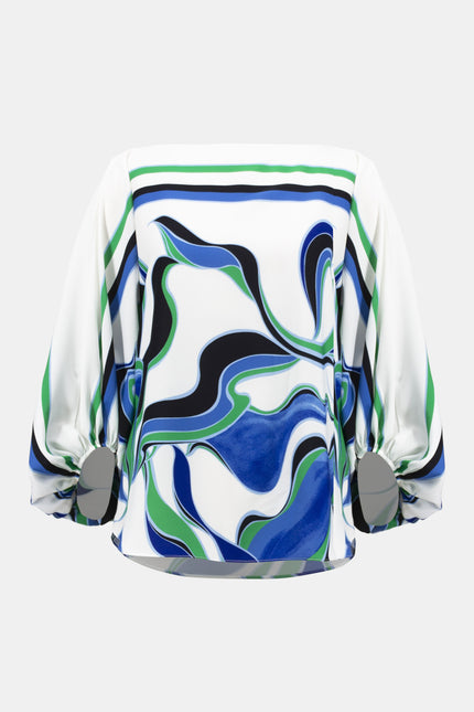 WOVEN ABSTRACT PRINT BOXY TOP