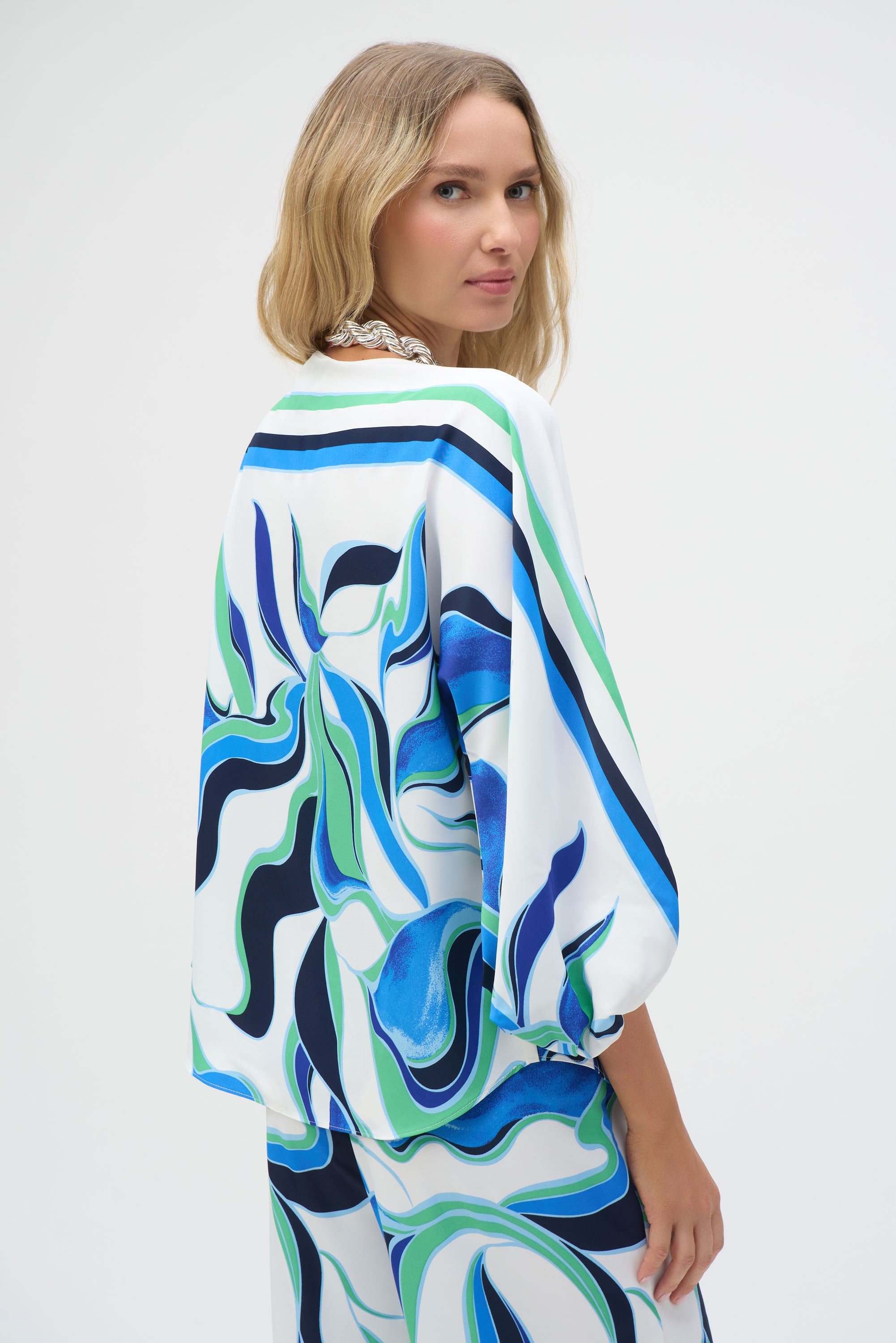 WOVEN ABSTRACT PRINT BOXY TOP