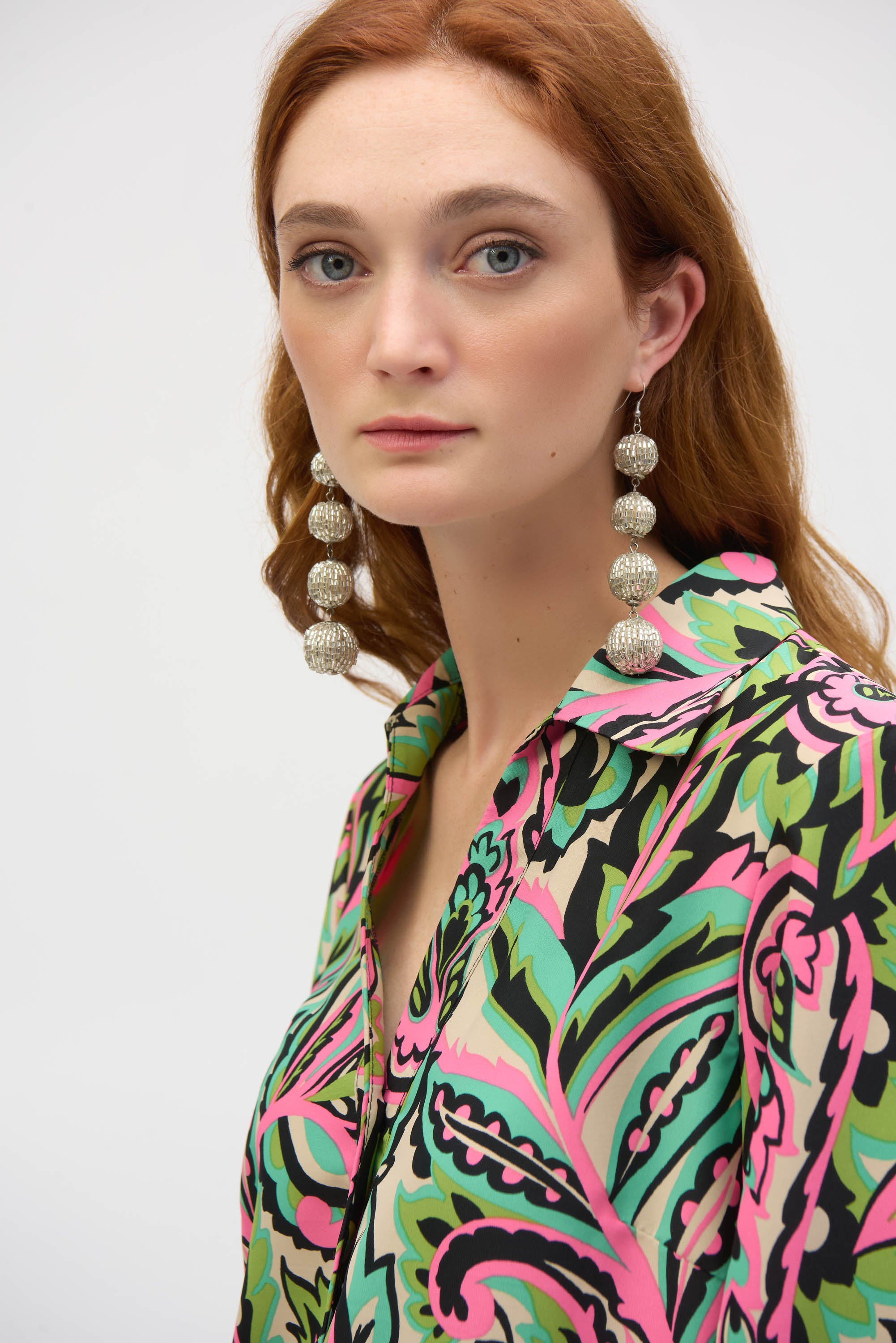 WOVEN PAISELY PRINT BOXY TOP
