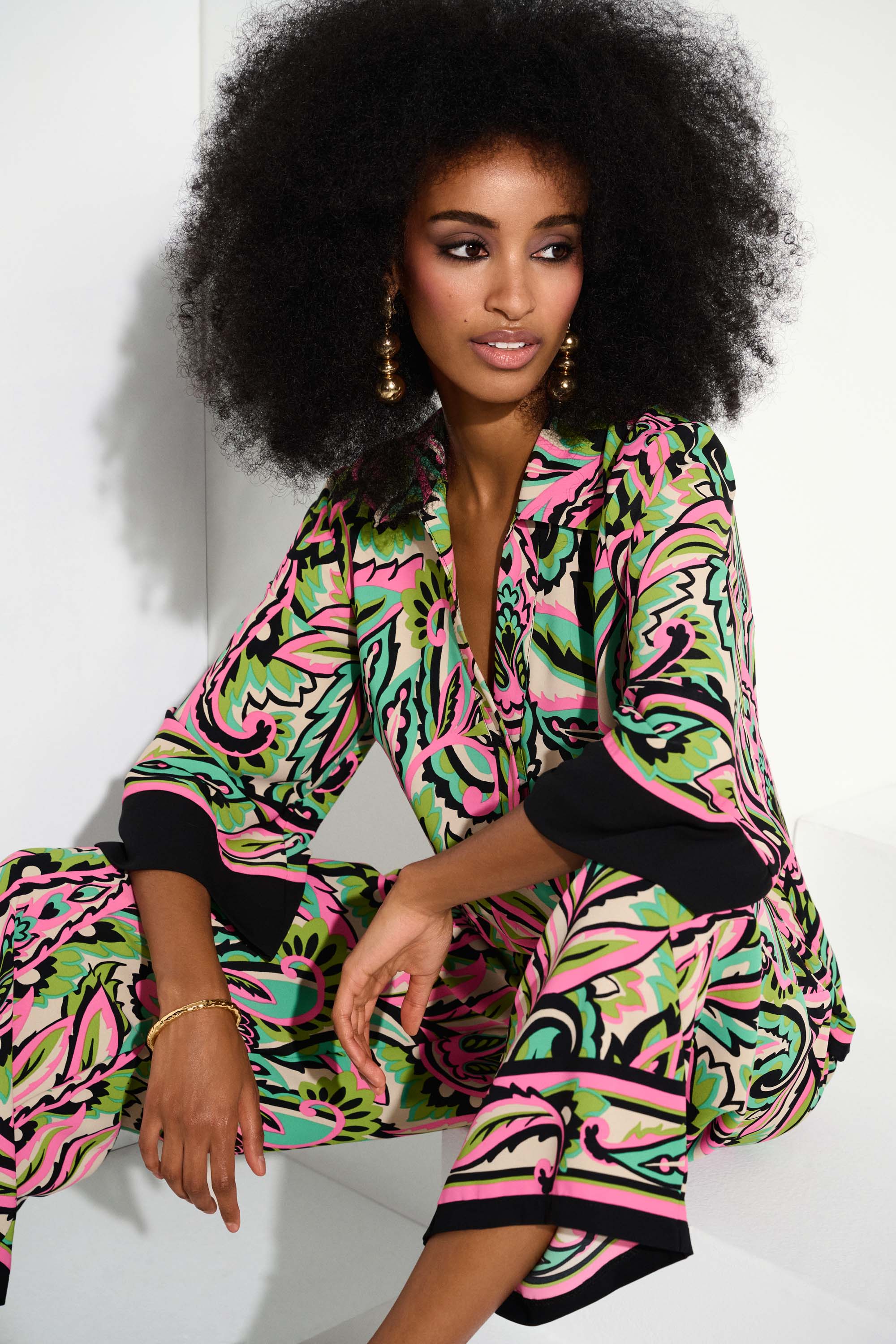 WOVEN PAISELY PRINT BOXY TOP