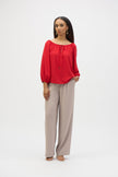 WOVEN EGGSHELL FLARED TOP