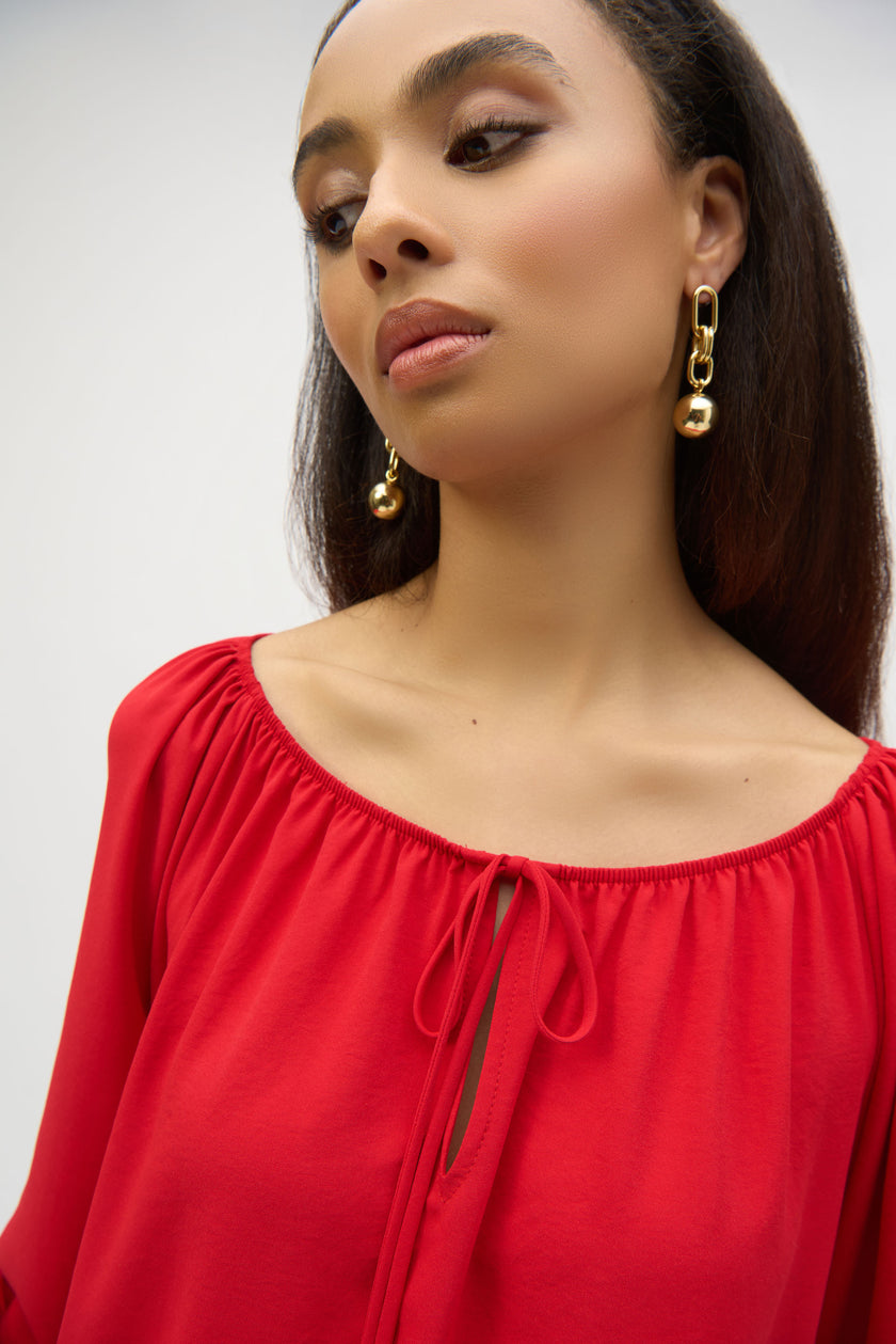 WOVEN EGGSHELL FLARED TOP