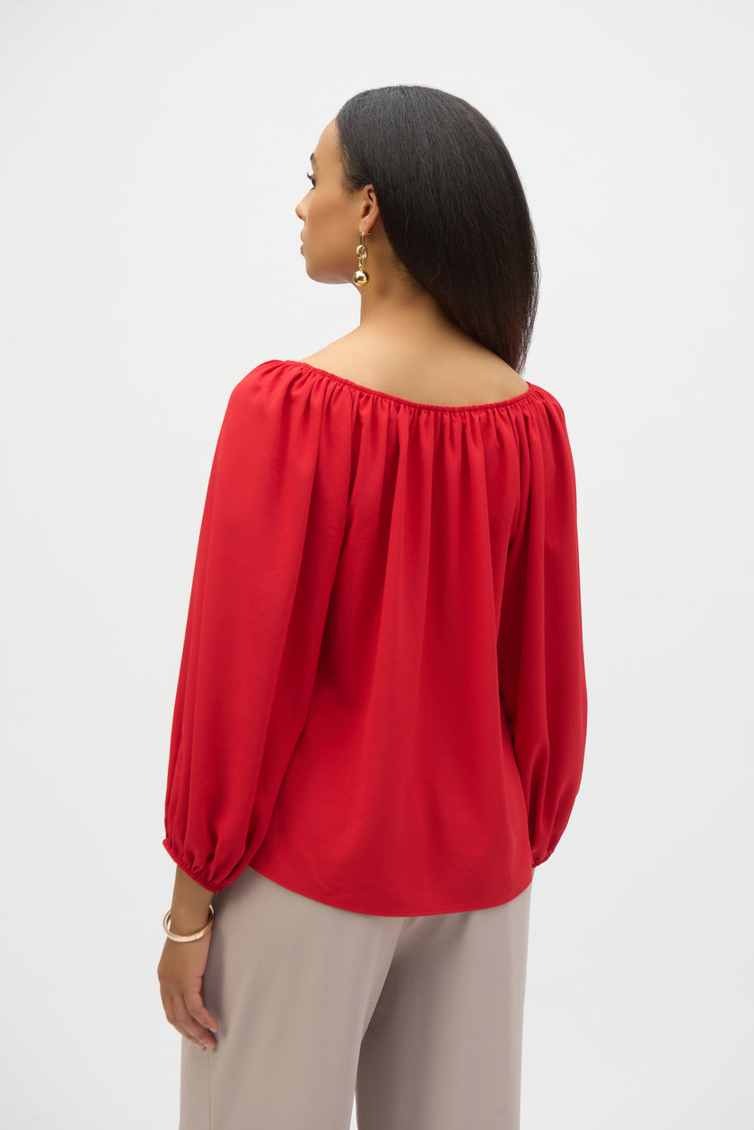 WOVEN EGGSHELL FLARED TOP