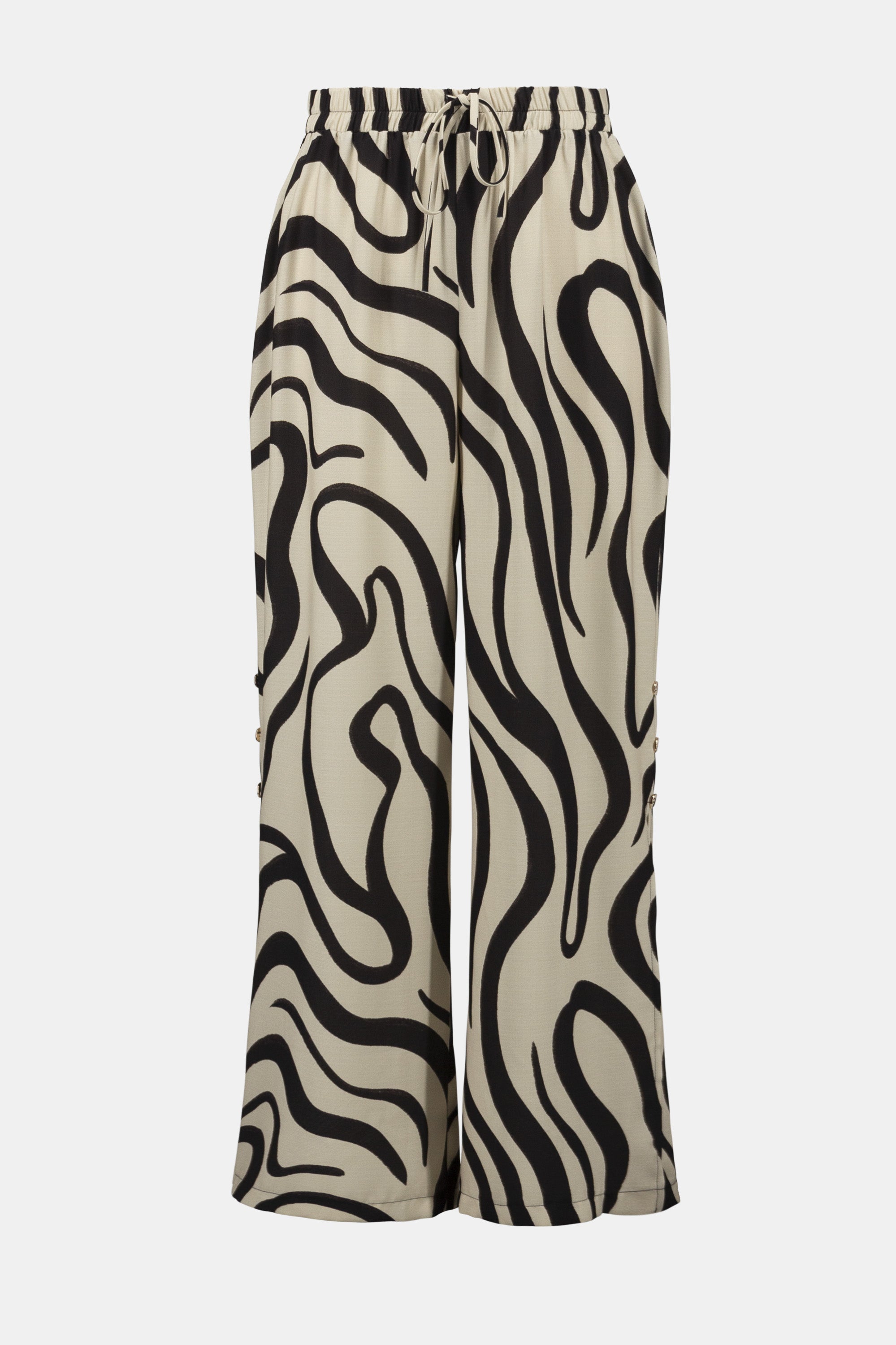 GAUZE ABSTRACT PRINT WIDE LEG PANTS