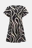 SEERSUCKER ABSTRACT PRINT ALINE DRESS