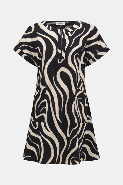 SEERSUCKER ABSTRACT PRINT ALINE DRESS