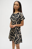 SEERSUCKER ABSTRACT PRINT ALINE DRESS