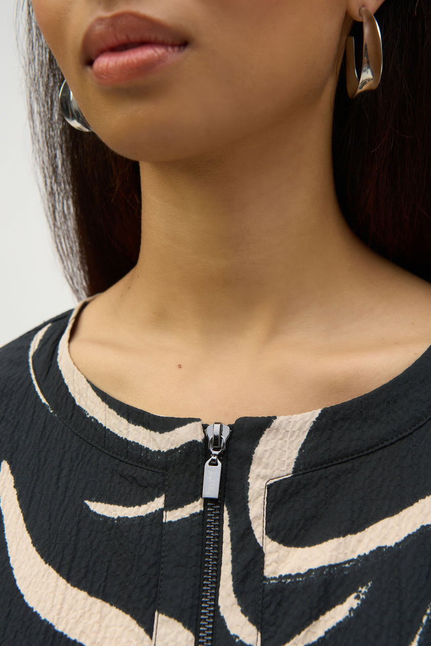 SEERSUCKER ABSTRACT PRINT ALINE DRESS