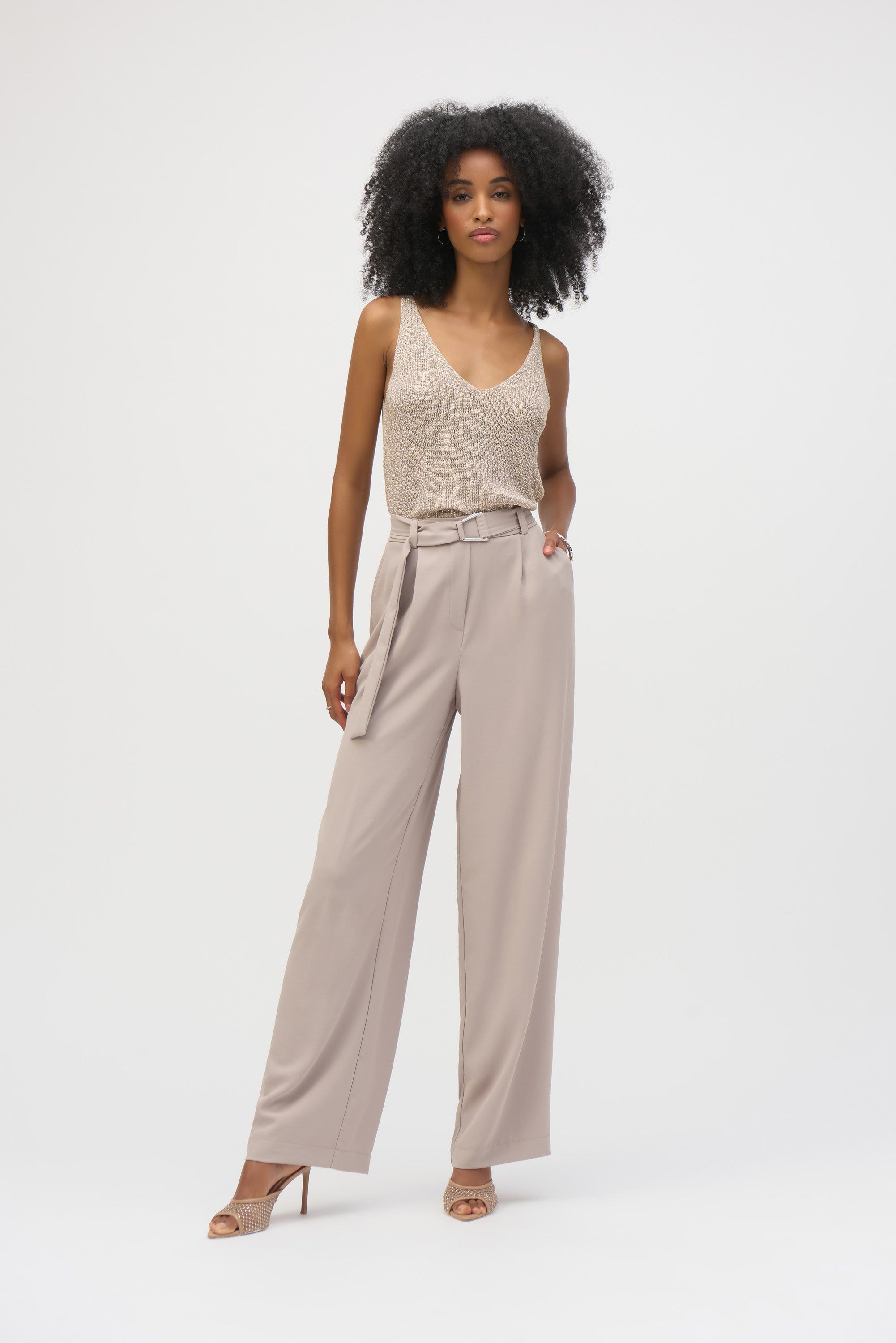 METALLIC KNITTED CAMISOLE WITH RHINESTONES