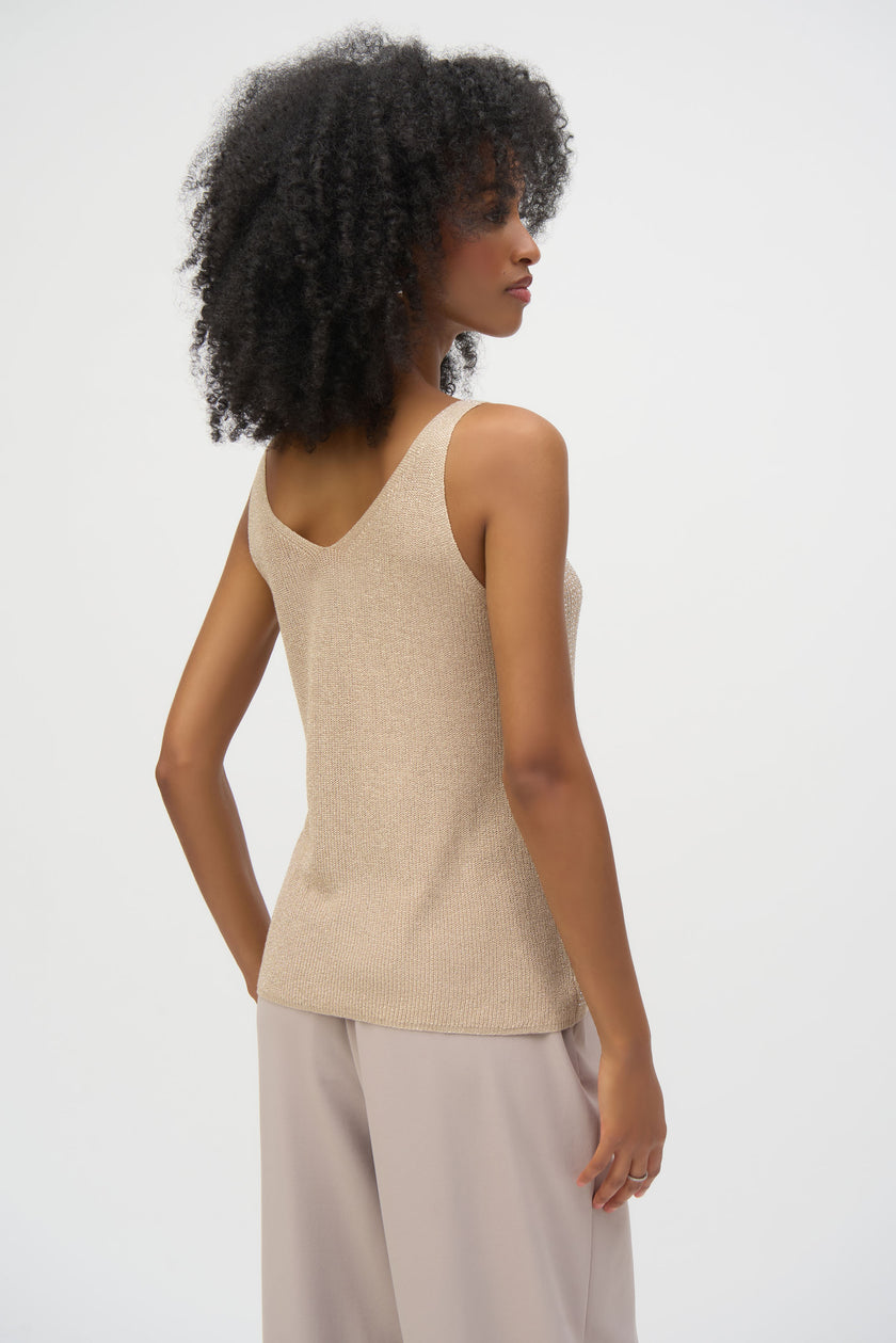 METALLIC KNITTED CAMISOLE WITH RHINESTONES