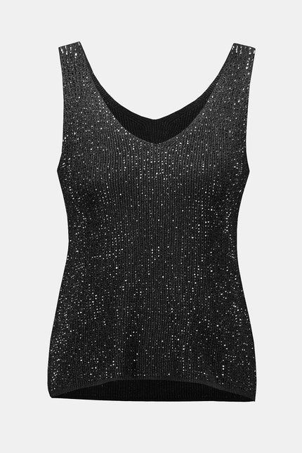 METALLIC KNITTED CAMISOLE WITH RHINESTONES