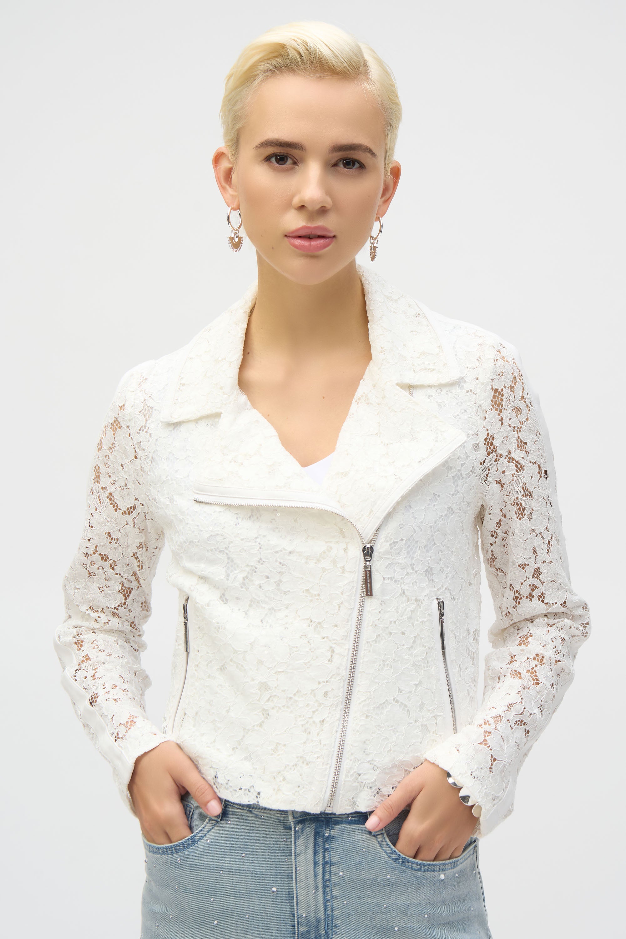 LACE FITTED MOTO JACKET