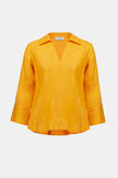 LINEN BOXY TOP WITH SHIRT COLLAR
