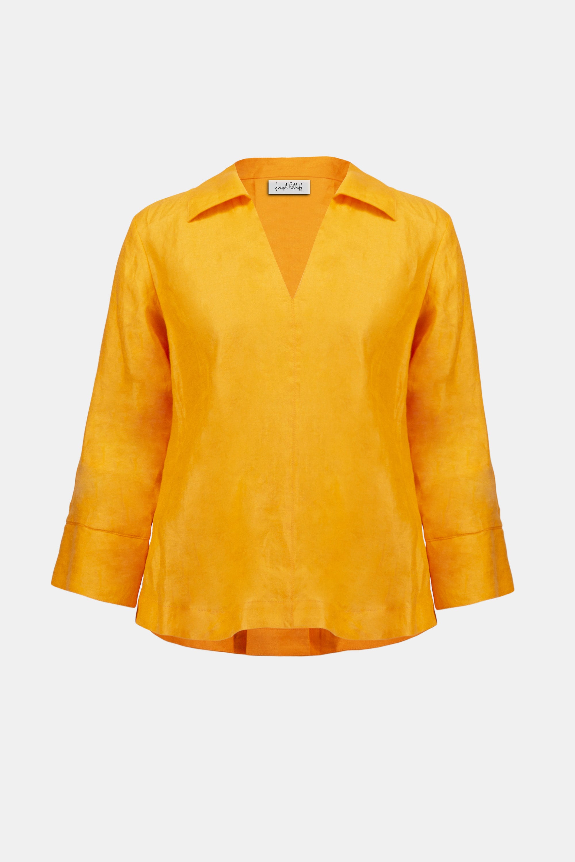 LINEN BOXY TOP WITH SHIRT COLLAR