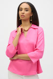 LINEN BOXY TOP WITH SHIRT COLLAR