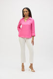 LINEN BOXY TOP WITH SHIRT COLLAR
