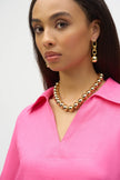 LINEN BOXY TOP WITH SHIRT COLLAR