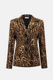 SILKY KNIT ANIMAL PRINT FITTED BLAZER