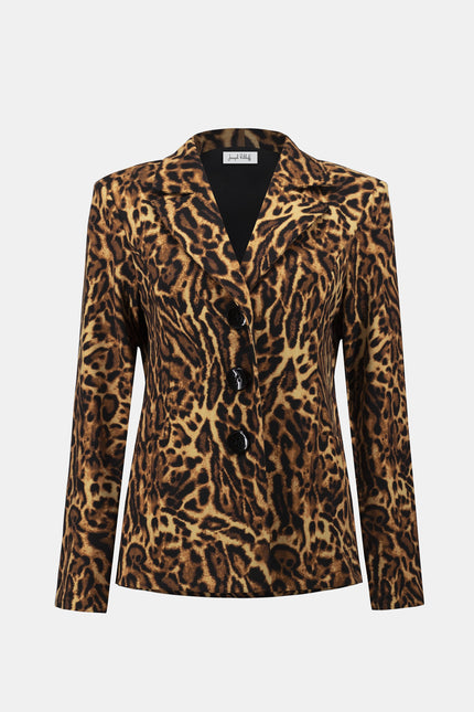 SILKY KNIT ANIMAL PRINT FITTED BLAZER