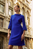 SILKY KNIT AND NOVELTY ALINE DRESS