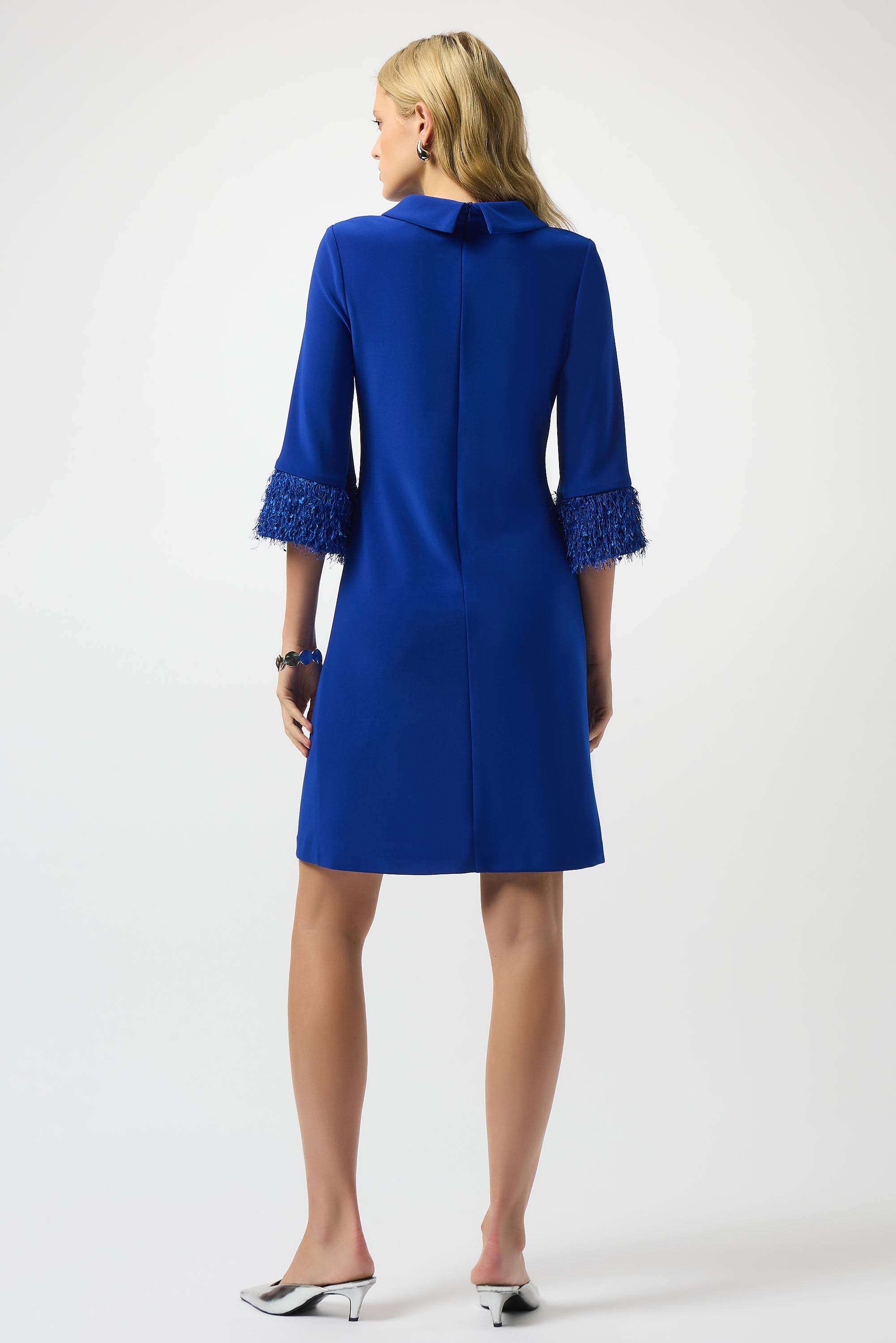SILKY KNIT AND NOVELTY ALINE DRESS