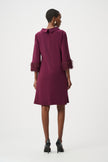 SILKY KNIT AND NOVELTY ALINE DRESS IN ELDERBERRY