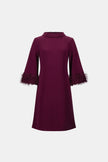 SILKY KNIT AND NOVELTY ALINE DRESS IN ELDERBERRY