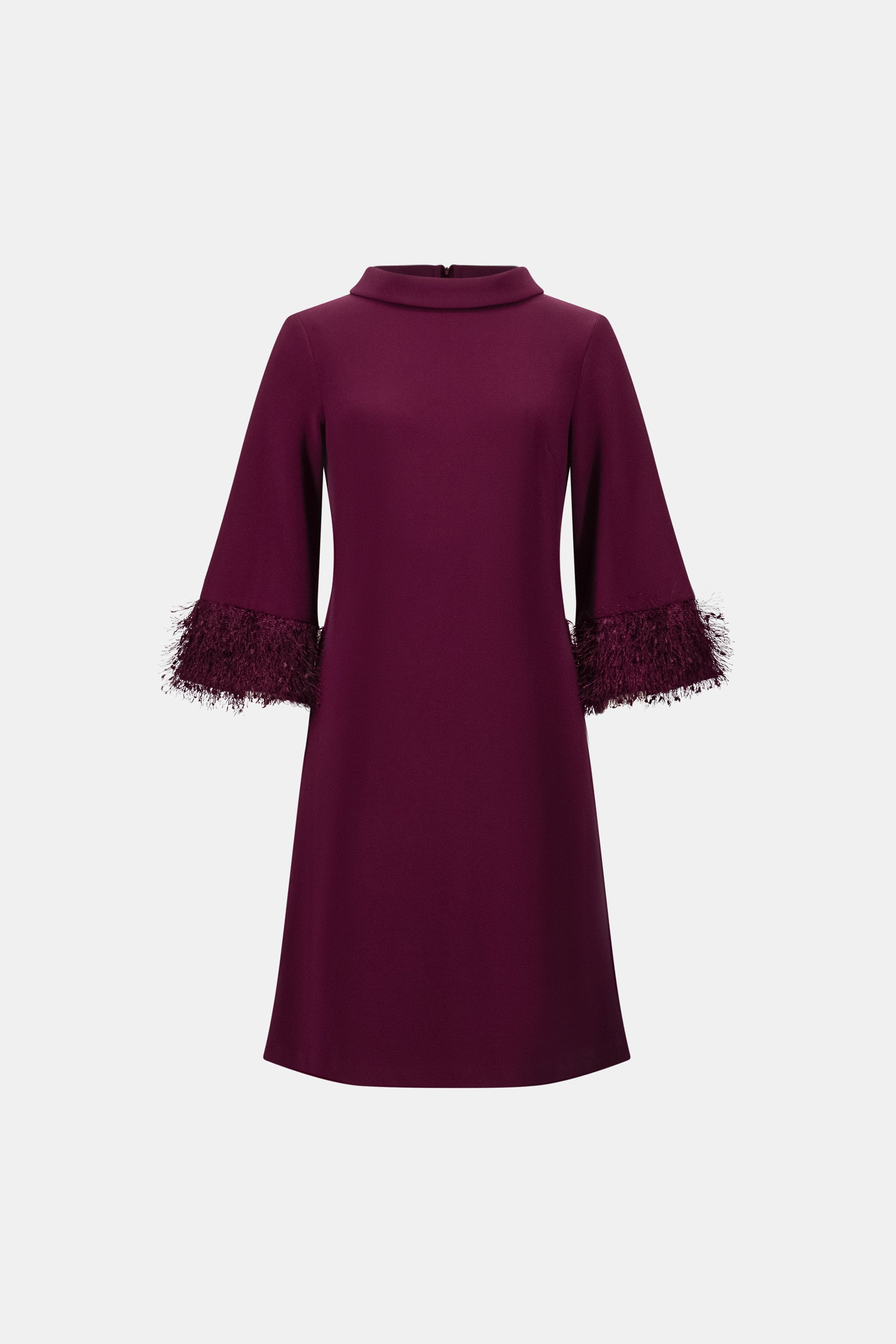 SILKY KNIT AND NOVELTY ALINE DRESS IN ELDERBERRY