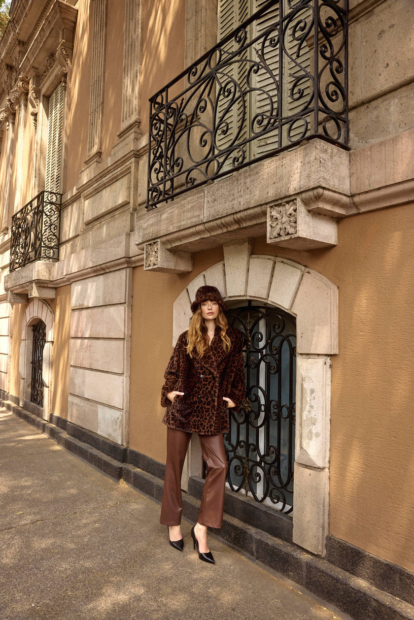 LEATHERETTE WIDE LEG PULL ON PANTS