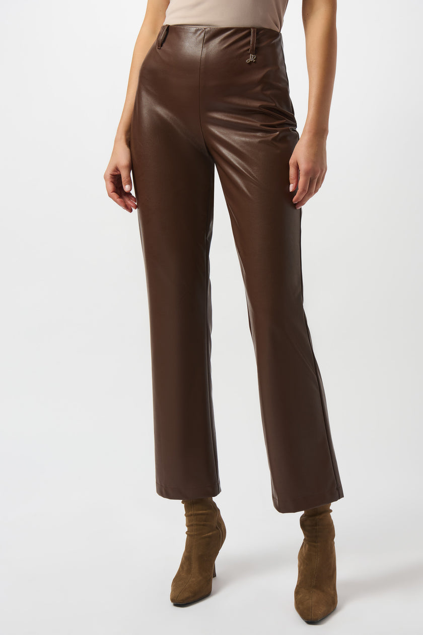 LEATHERETTE WIDE LEG PULL ON PANTS