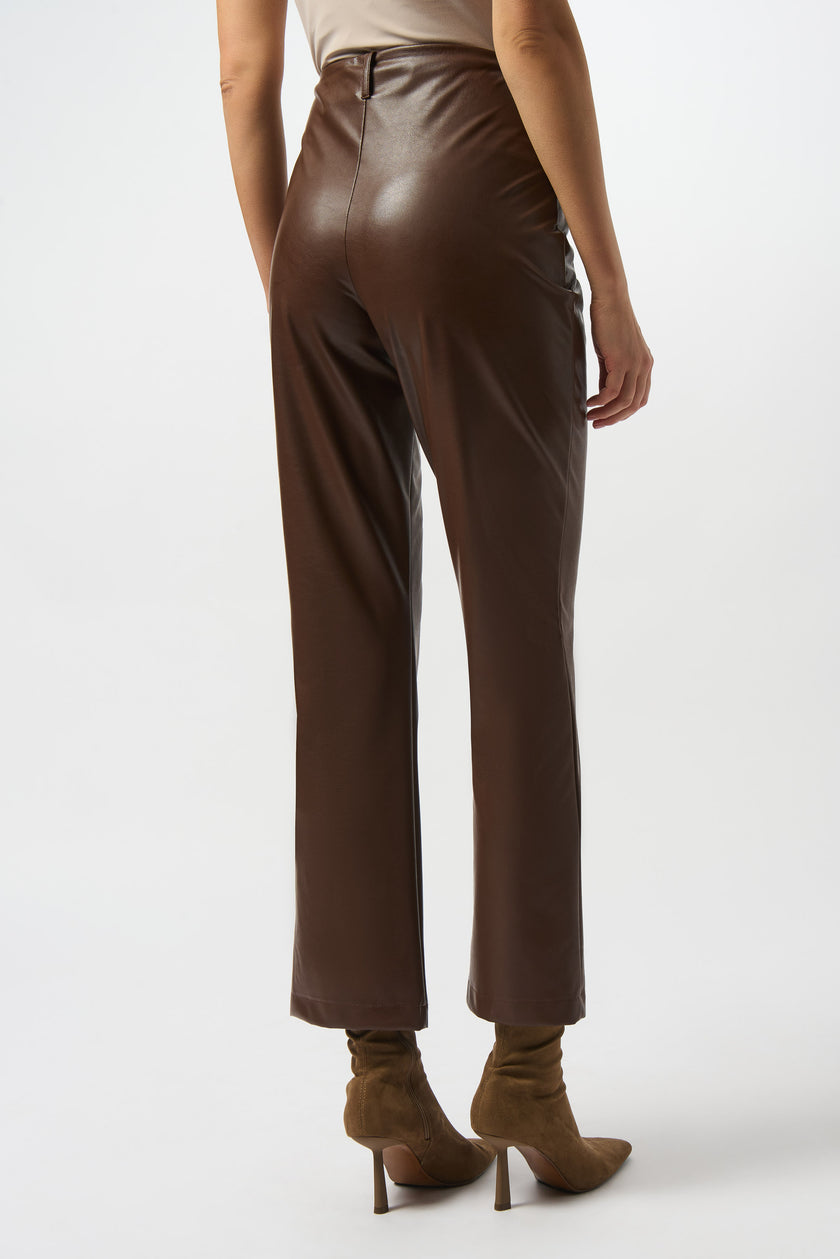 LEATHERETTE WIDE LEG PULL ON PANTS