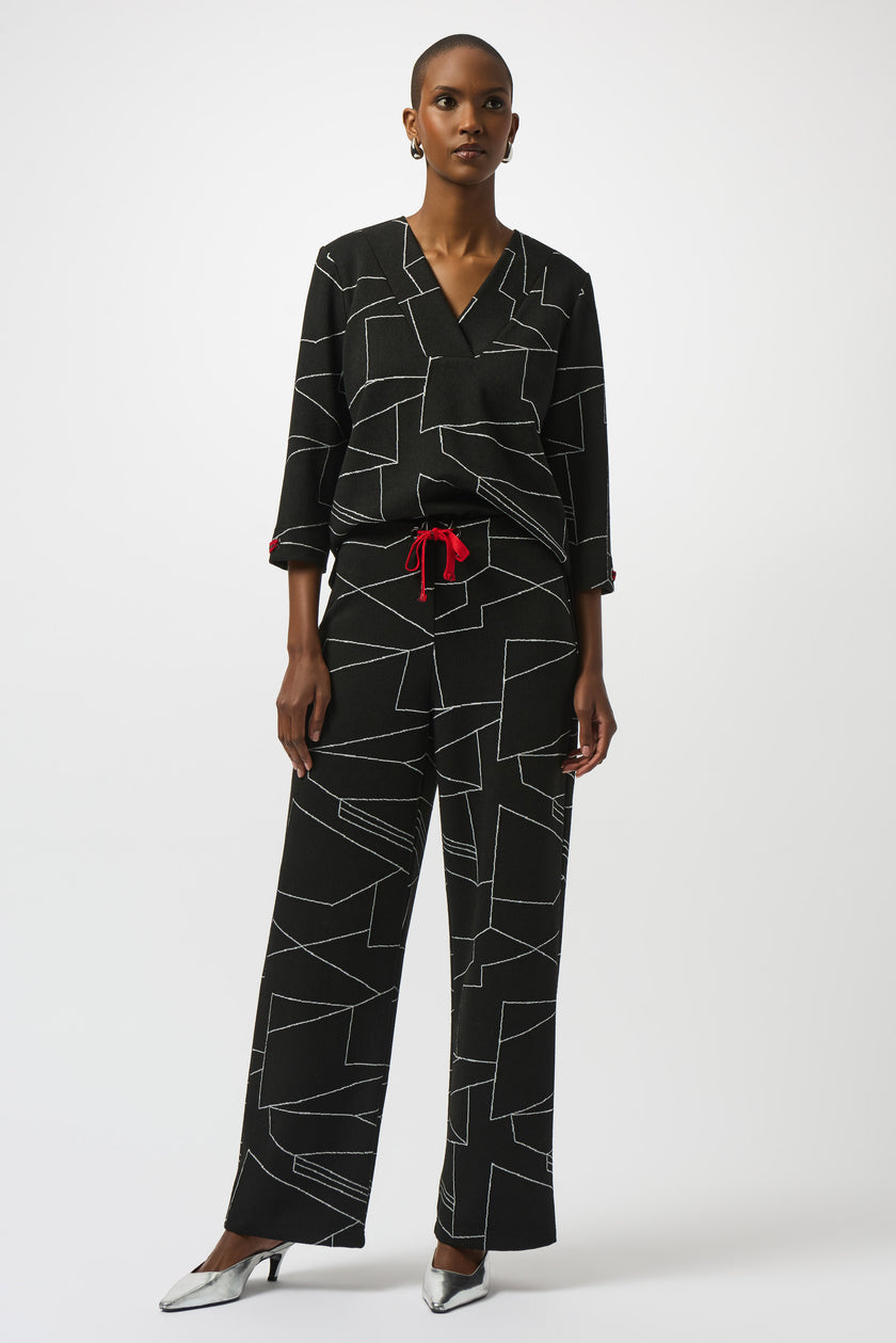 JACQUARD KNIT ABSTRACT PRINT BOXY TOP