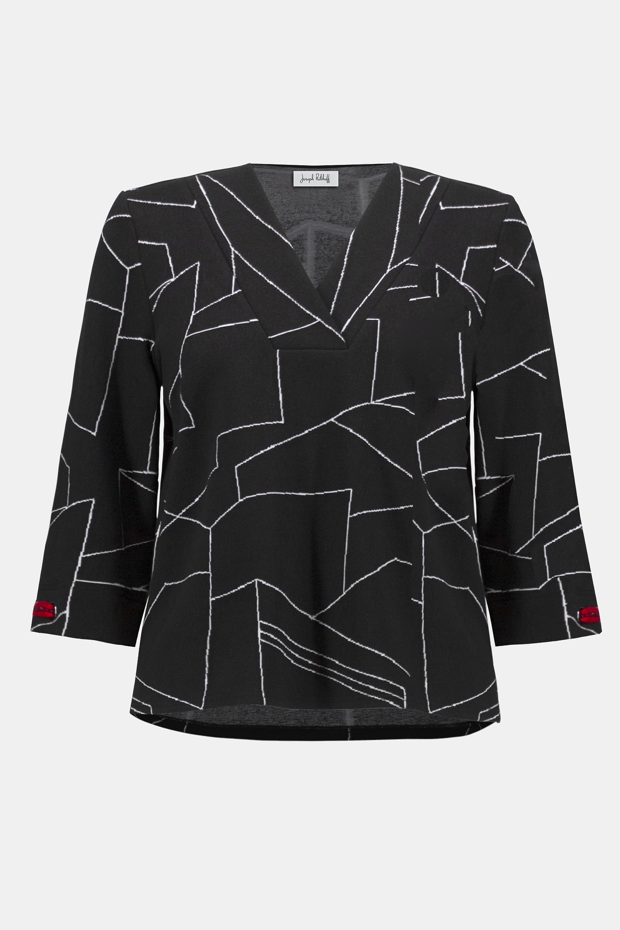 JACQUARD KNIT ABSTRACT PRINT BOXY TOP